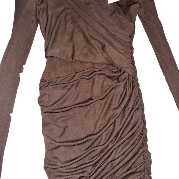 Zara Draped Brown Mini Dress with Cut Out - Picture 5 of 5